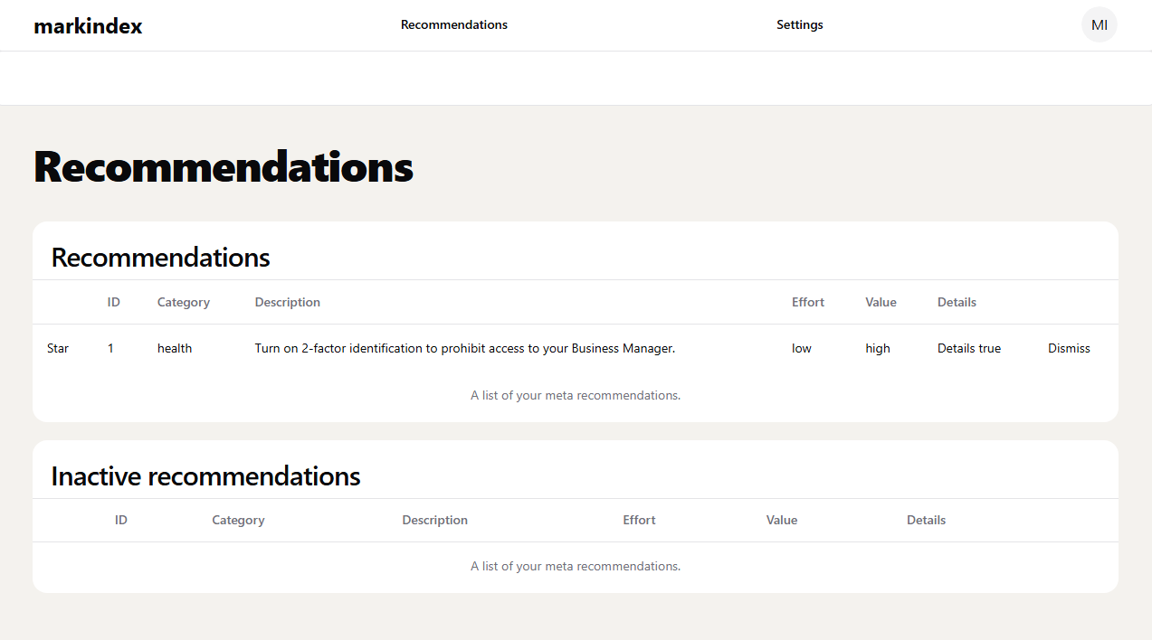 Visualisation of Markindex platform